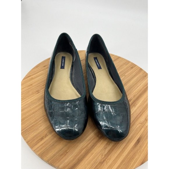 Lands End Dark Green Patent Leather Flats Slip On 8 B Women - Picture 3 of 11